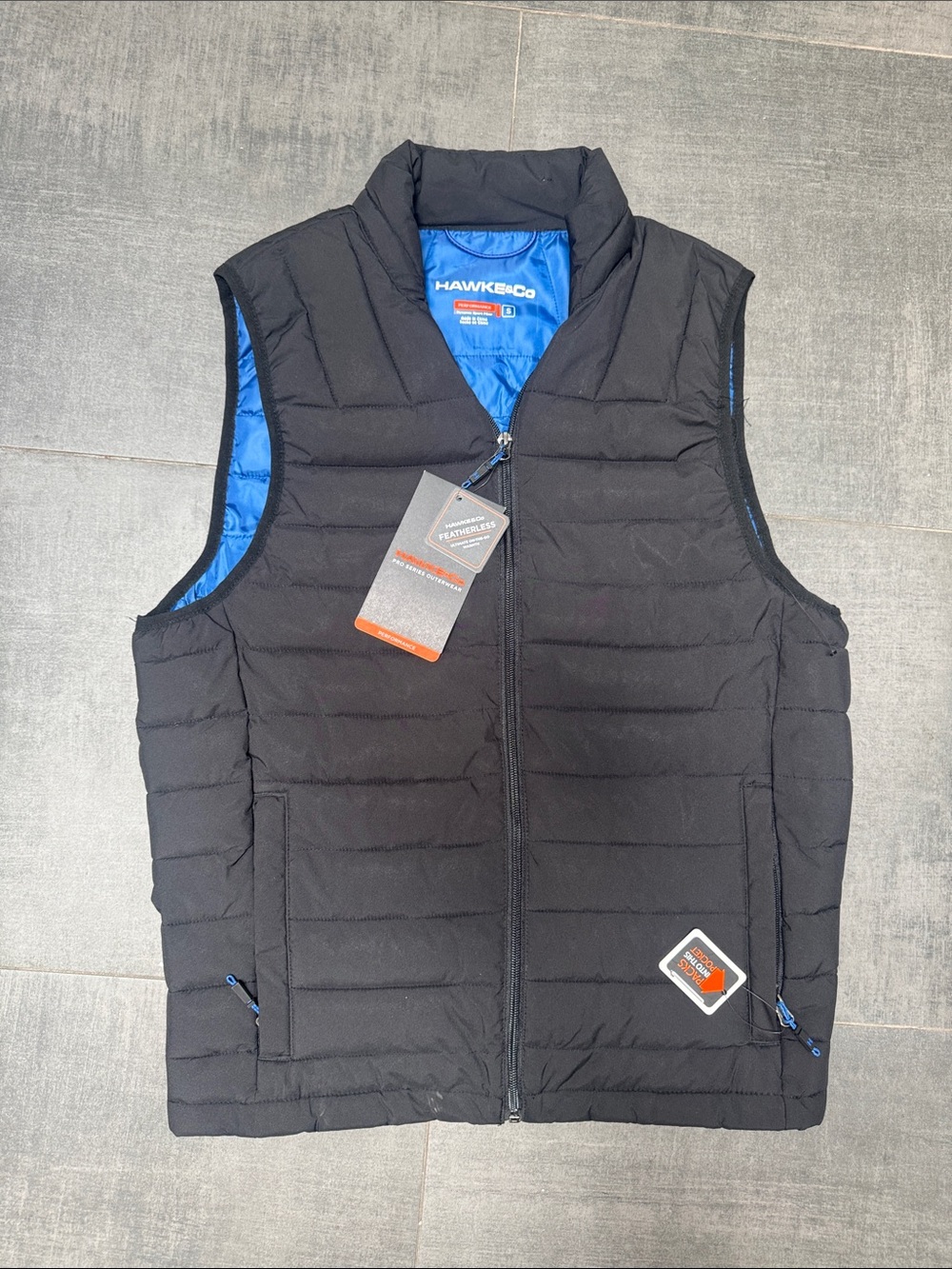 Hawke & Co Black Quilted Puffer Vest with Blue Interior